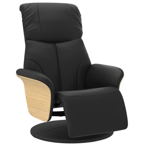 vidaXL Sill&oacute;n reclinable con reposapi&eacute;s cuero sint&eacute;tico negro