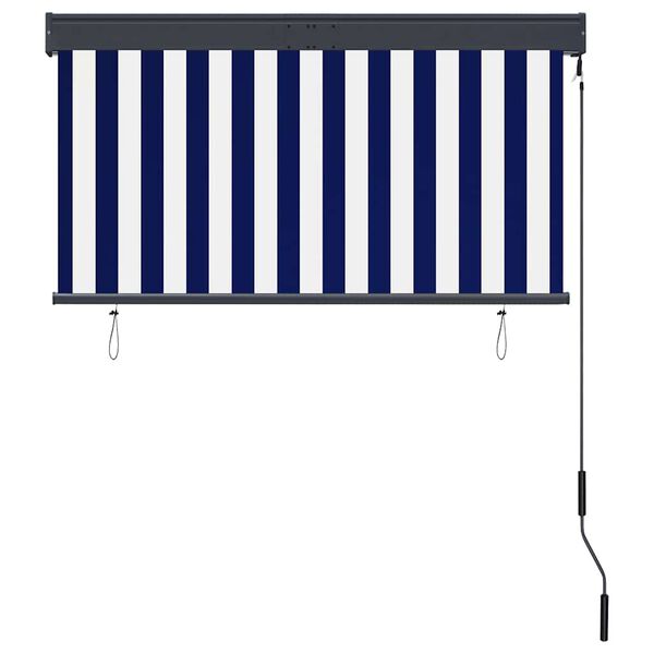 vidaXL Estor enrollable de exterior azul y blanco 120x250 cm