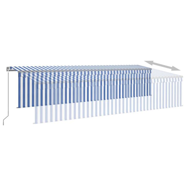 vidaXL Toldo retráctil manual con persiana y LED azul y blanco 6x3 m