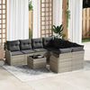 vidaXL Conjunto de sof&aacute; de jard&iacute;n 9 pcs Gris Claro rat&aacute;n sint&eacute;tico