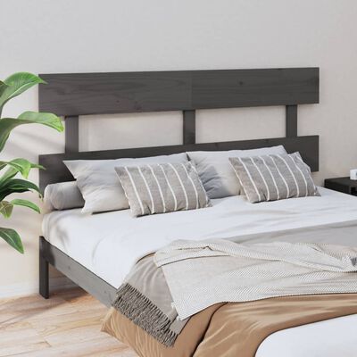 vidaXL Cabecero de cama madera maciza de pino gris 154x3x81 cm