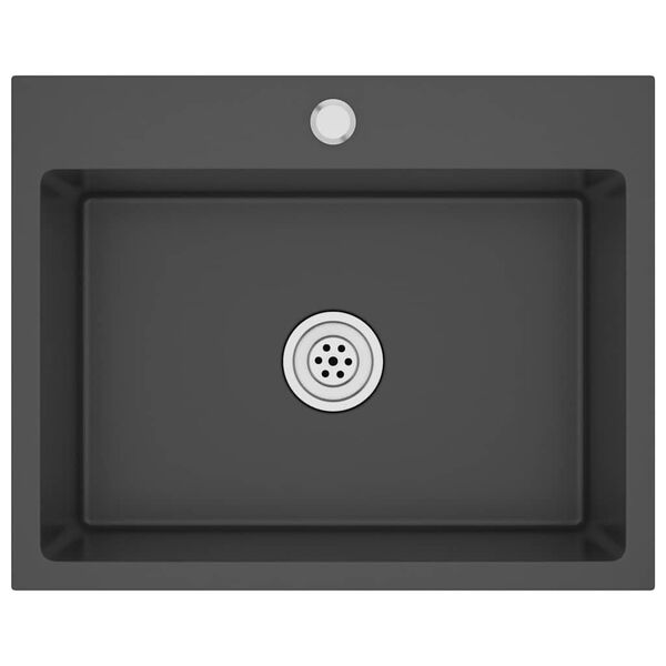 vidaXL Fregadero hecho a mano de acero inoxidable negro