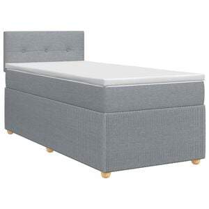 vidaXL Cama box spring con colch&oacute;n Gris Claro 90 x 190 cm Tela