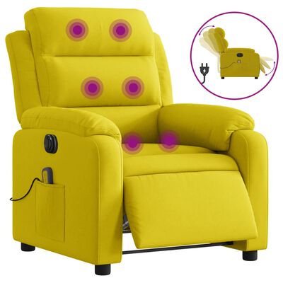 vidaXL Sillón reclinable de masaje eléctrico terciopelo amarillo