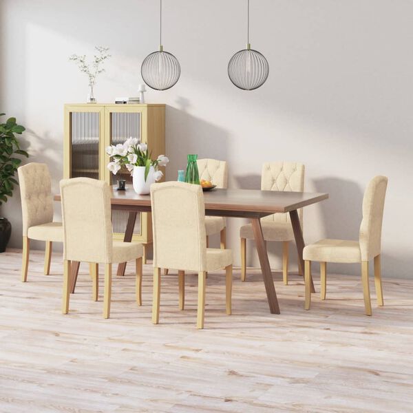 vidaXL Sillas de comedor 6 unidades tela color crema