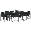 vidaXL Conjunto de Comedor de Jard&iacute;n 9 pcs Negro rat&aacute;n sint&eacute;tico