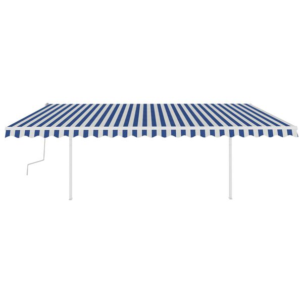 vidaXL Toldo manual retr&aacute;ctil con postes azul y blanco 5x3,5 m