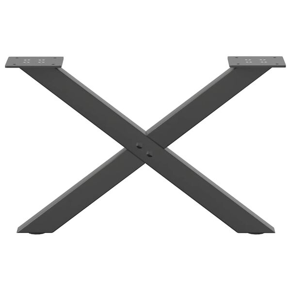 vidaXL Patas para mesa de centro en forma de X (2 unidades), antracita, 60 x (30-31) cm, acero