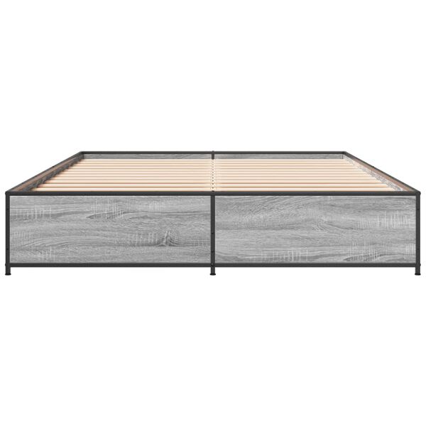 vidaXL Estructura cama madera ingenier&iacute;a metal gris Sonoma 135x190 cm