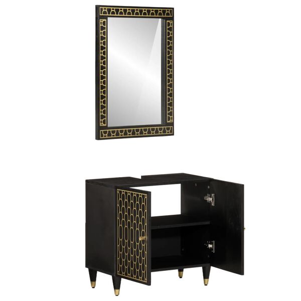 vidaXL Conjunto de muebles de baño 2 piezas madera maciza de mango