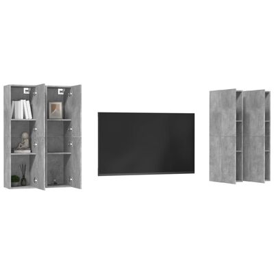 vidaXL Muebles de salón 4 pzas gris hormigóns 30,5x30x110 cm