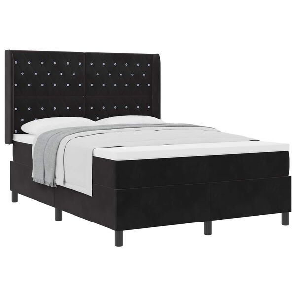 vidaXL Cama tipo Box Spring con cabecera Negro 140 x 200 cm Terciopelo