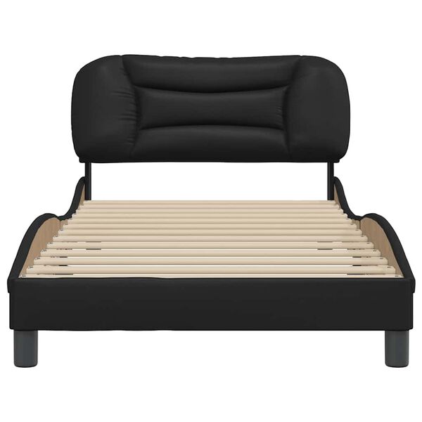 vidaXL Estructura de cama sin colch&oacute;n Hvar cuero sint&eacute;tico negro 100x203 cm