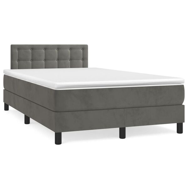 vidaXL Cama box spring colch&oacute;n y LED terciopelo gris oscuro 120x190 cm