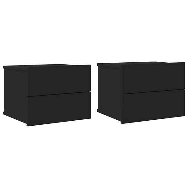 vidaXL Mesitas de noche 2 uds madera contrachapada negro 40x30x30 cm