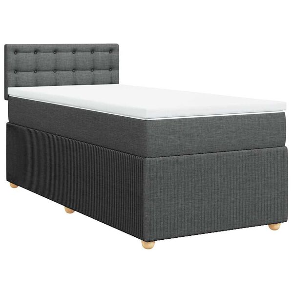 vidaXL Cama box spring con colch&oacute;n tela gris oscuro 100x200 cm