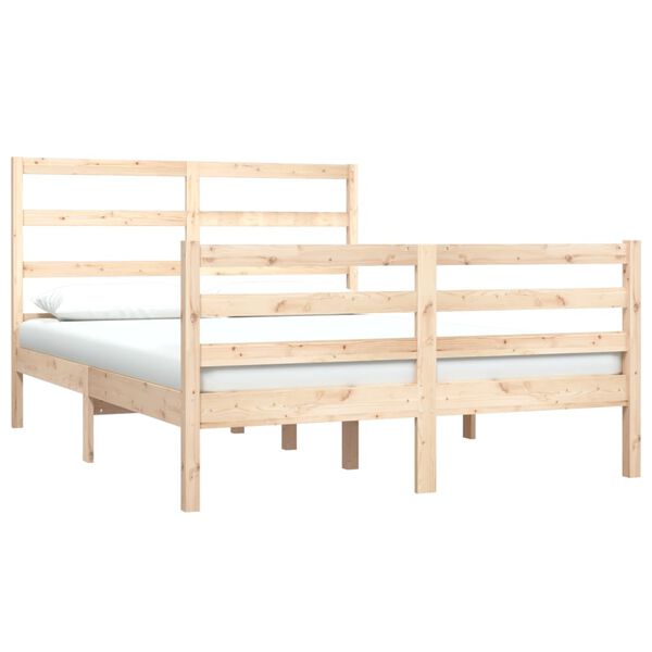 vidaXL Estructura de cama madera maciza de pino 135x190 cm