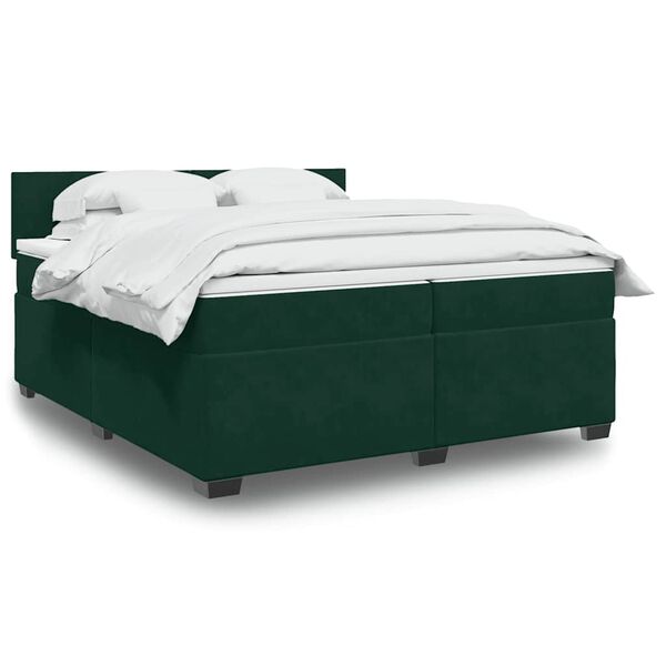 vidaXL Cama box spring con colch&oacute;n terciopelo verde oscuro 200x200 cm