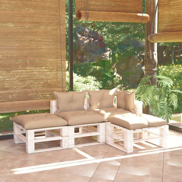 vidaXL Muebles de jard&iacute;n de palets 4 pzas con cojines madera de pino