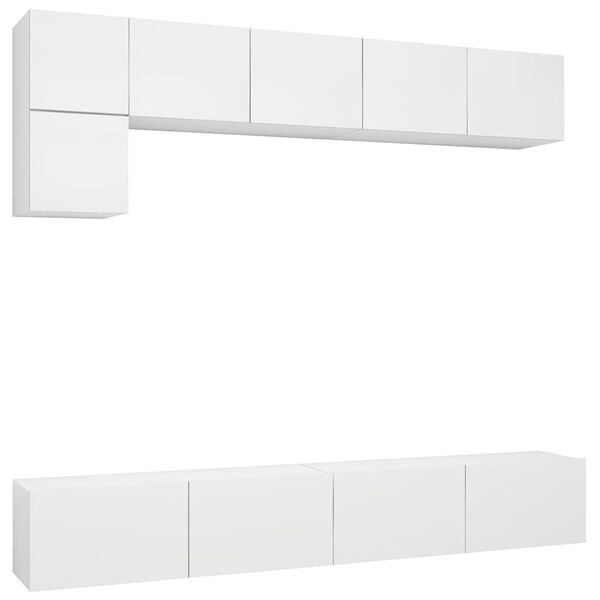 vidaXL Set de muebles de sal&oacute;n TV 5 piezas madera de ingenier&iacute;a blanco