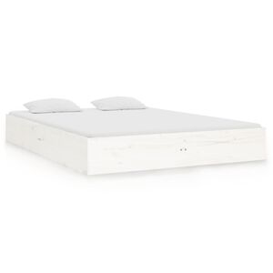 vidaXL Estructura de cama doble sin colch&oacute;n madera blanco 135x190 cm