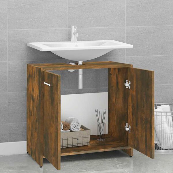 vidaXL Armario de baño madera contrachapada roble ahumado 60x33x60 cm