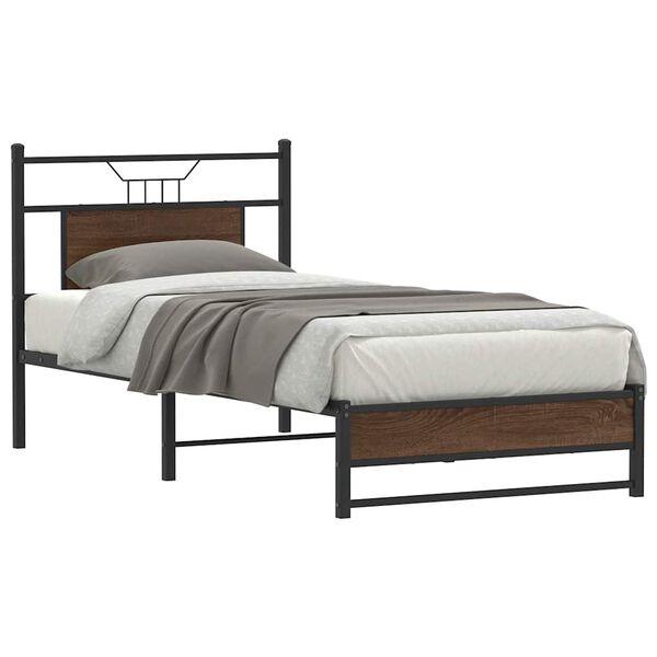 vidaXL Estructura de cama sin colch&oacute;n madera marr&oacute;n roble 90x190 cm