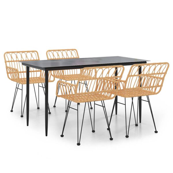 vidaXL Juego de comedor de jardín 5 piezas ratán sintético