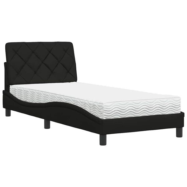 vidaXL Cama con colch&oacute;n tela negro 80x200 cm