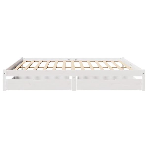 vidaXL Estructura de cama sin colch&oacute;n madera maciza blanca 200x200 cm