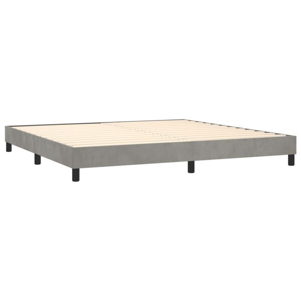vidaXL Cama box spring con colch&oacute;n terciopelo gris claro 200x200 cm