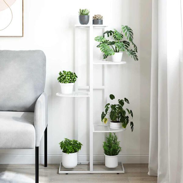 vidaXL Soporte de flores de 5 estantes de metal blanco 43x22x98 cm