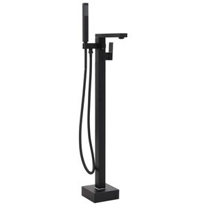 vidaXL Grifo para ba&ntilde;era de pie acero inoxidable negro 90 cm