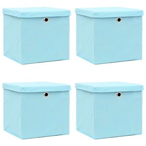 vidaXL Cajas de almacenaje con tapas 4 uds azul beb&eacute; 28x28x28 cm