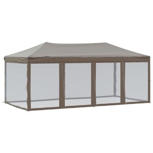 vidaXL Carpa para fiestas plegable con paredes gris taup&eacute; 3x6 m