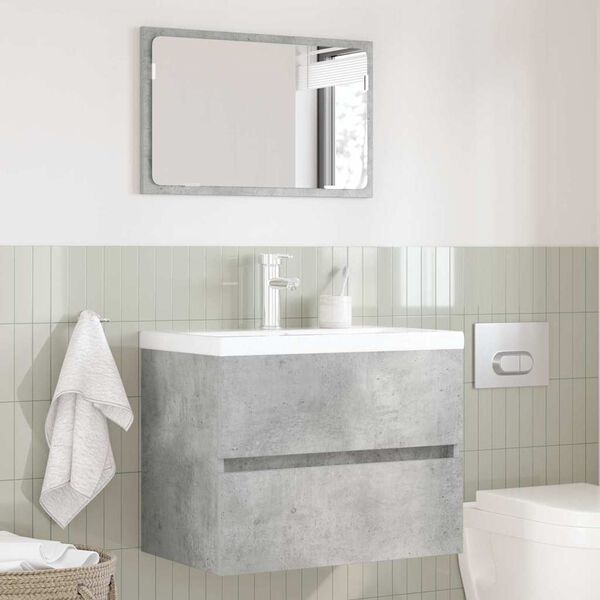 vidaXL Juego de muebles de ba&ntilde;o Gris Concreto Madera contrachapada
