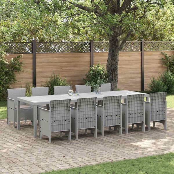 vidaXL Conjunto de Comedor de Jardín 11 pcs Gris claro Poliratán