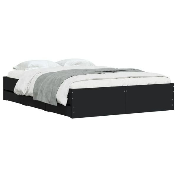 vidaXL Cama con cajones madera de ingenier&iacute;a negro 120x190 cm