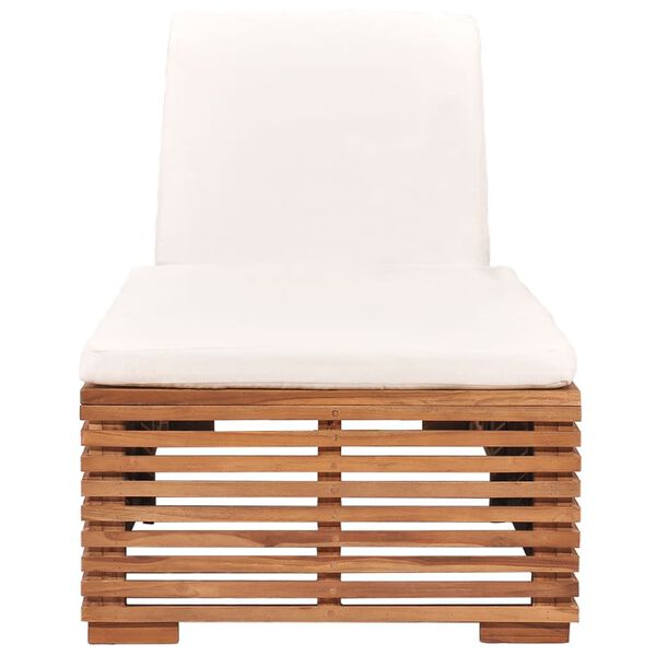 vidaXL Tumbona con coj&iacute;n madera maciza de teca crema
