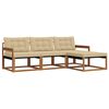 vidaXL Conjunto de sof&aacute;s de exterior con coj&iacute;n 4 pcs Natural y Beige