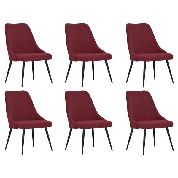 vidaXL Sillas de comedor 6 unidades tela rojo tinto