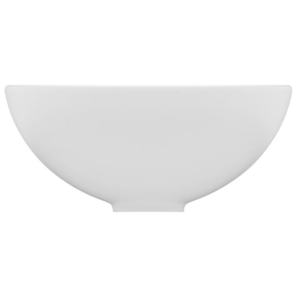 vidaXL Lavabo de lujo redondo cer&aacute;mica blanco mate 32,5x14 cm