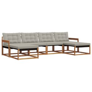 vidaXL Conjunto de sof&aacute;s de exterior 6 pcs Gris Natural y Claro