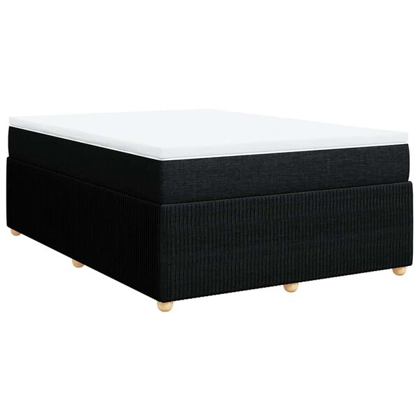 vidaXL Cama box spring con colch&oacute;n tela negro 160x200 cm