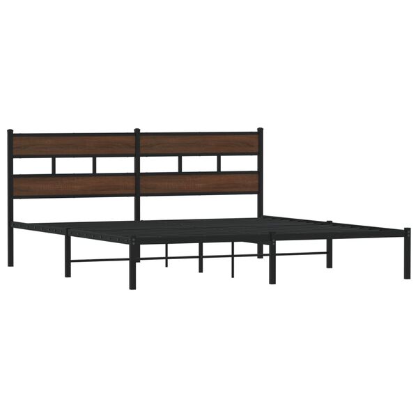 vidaXL Estructura cama con cabecero sin colch&oacute;n marr&oacute;n roble 190x200cm