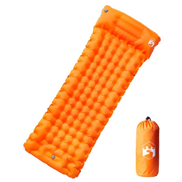 vidaXL Colch&oacute;n de camping autoinflable con almohada 1 persona naranja