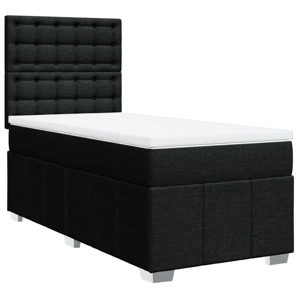 vidaXL Cama box spring con colch&oacute;n tela negro 100x200 cm