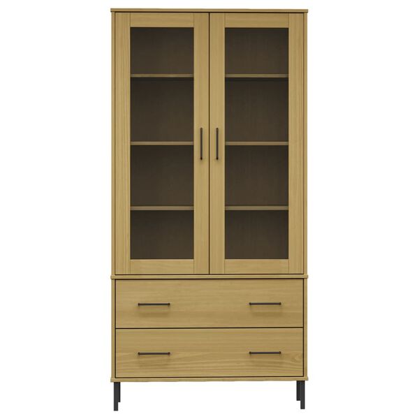 vidaXL Librer&iacute;a patas de metal OSLO madera maciza marr&oacute;n 85x35x172,5cm