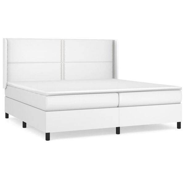 vidaXL Cama box spring con colch&oacute;n cuero sint&eacute;tico blanco 200x200 cm