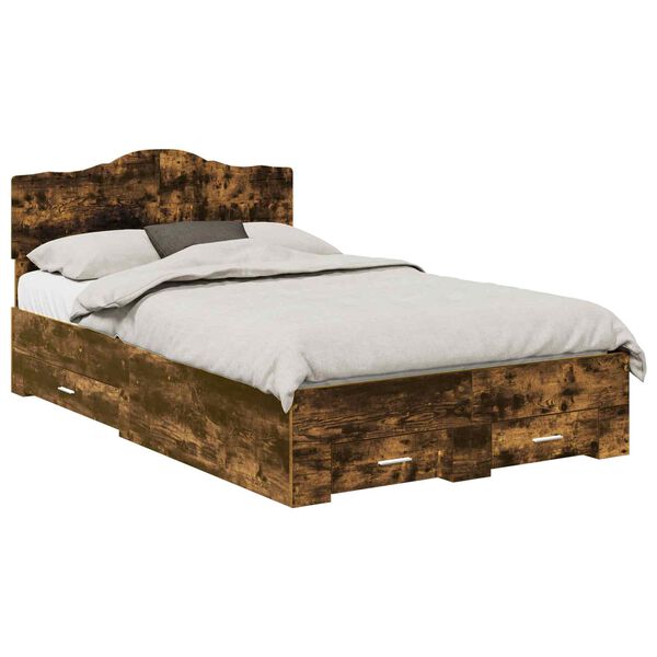 vidaXL Estructura de cama con cabecera Roble ahumado 120 x 190 cm